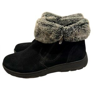 Khombu Women's Jessica Ankle Boots Faux Fur Shearling Lining for Cold Winter